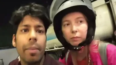 जयपुर में पट्रोल पंप पर विदेशी युवती से की छेड़खानी  यूट्बर दोस्त बताया पूरा मामला  देखें वीडियो