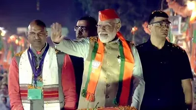 pm modi roadshow   राजधानी की सड़कों पर pm मोदी की गूंज  भगवामय हुआ जयपुर