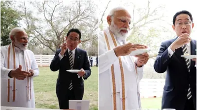 एक के बाद एक कई गोलगप्पे खा गए जापान के प्रधानमंत्री  देखते ही रह गए pm मोदी  वीडियो वायरल