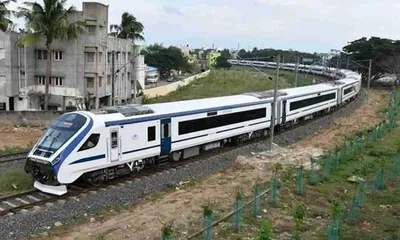 प्रदेश की पहली वंदे भारत ट्रेन पहुंची अजमेर  28 से ट्रायल के बाद अप्रैल में पटरी पर दौड़ेगी  इन स्टेशनों पर होगा ठहराव