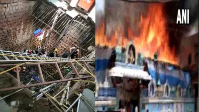 ram navami कार्यक्रम के दौरान हादसा  इंदौर के मंदिर की छत ढहने से 3 की मौत  22 घायल तो आंध्र प्रदेश के मंदिर में भीषण आग से जला पांडाल
