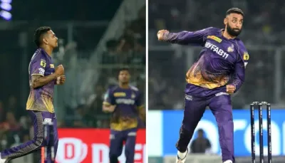 ipl 2023   varun chakraborty के चक्रव्यूह में फंसे फाफ डू प्लेसिस  नरेन ने लगाई कोहली की लंका  देखें video