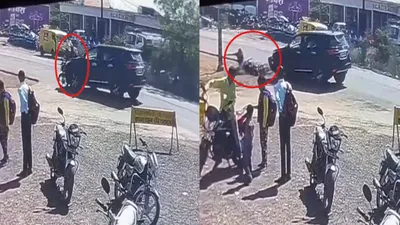 पूर्व cm दिग्विजय सिंह की कार ने बाइक सवार को मारी जोरदार टक्कर  पुलिस ने गाड़ी की जब्त  सामने आया cctv फुटेज